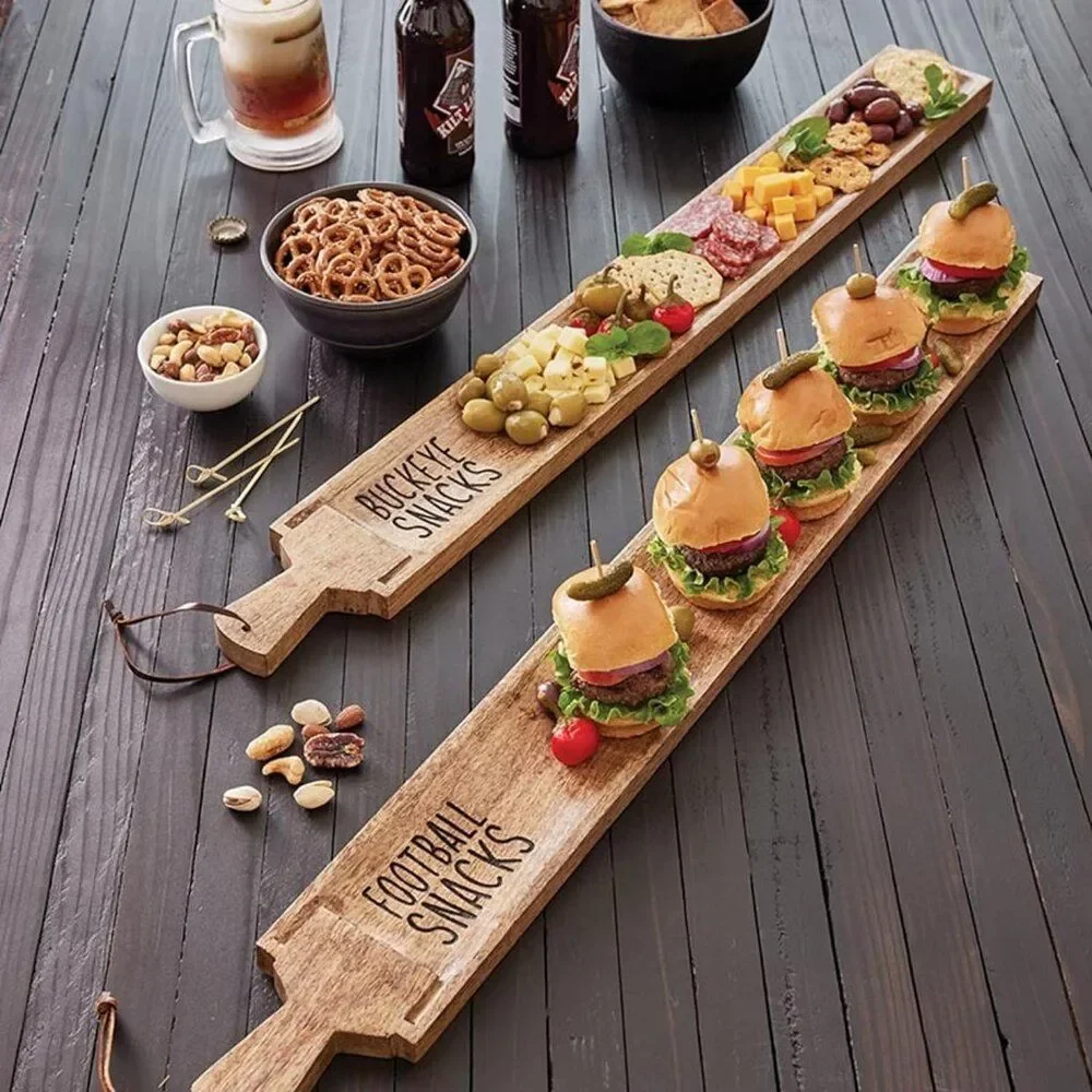 NEW! Detroit Clemson TIGERS Snacks Mango Wood Long Slider Serving Tray Board NIB